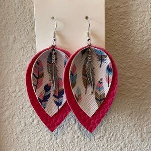 Feather charm earrings